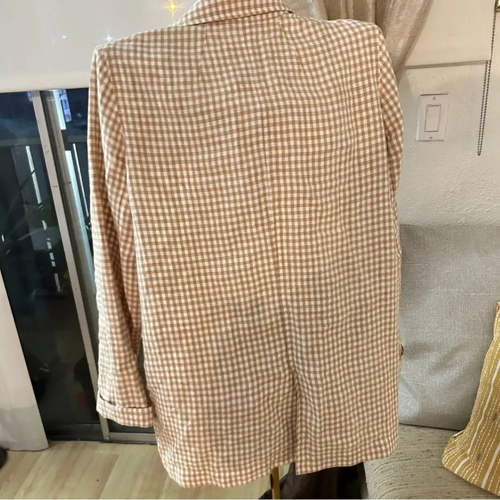 Madewell Gingham Dorset Women's plaid white/cream Blazer Size by measur… - Picture 4 of 9